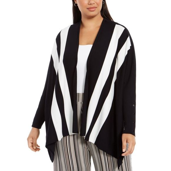 Alfani Women's Textured Long Sleeves Cardigan Top Black Size Large
